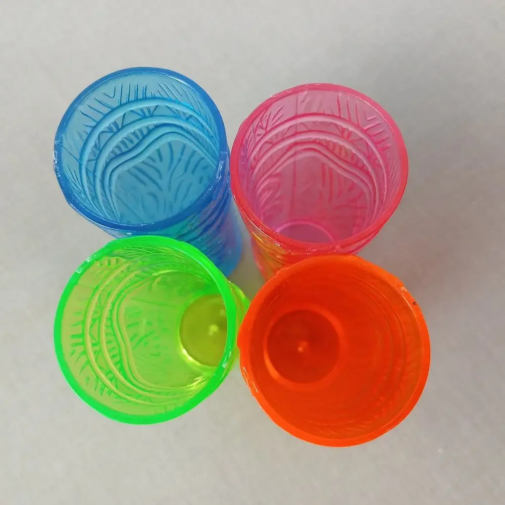 set of 4 neon tiki shot glasses 3.75